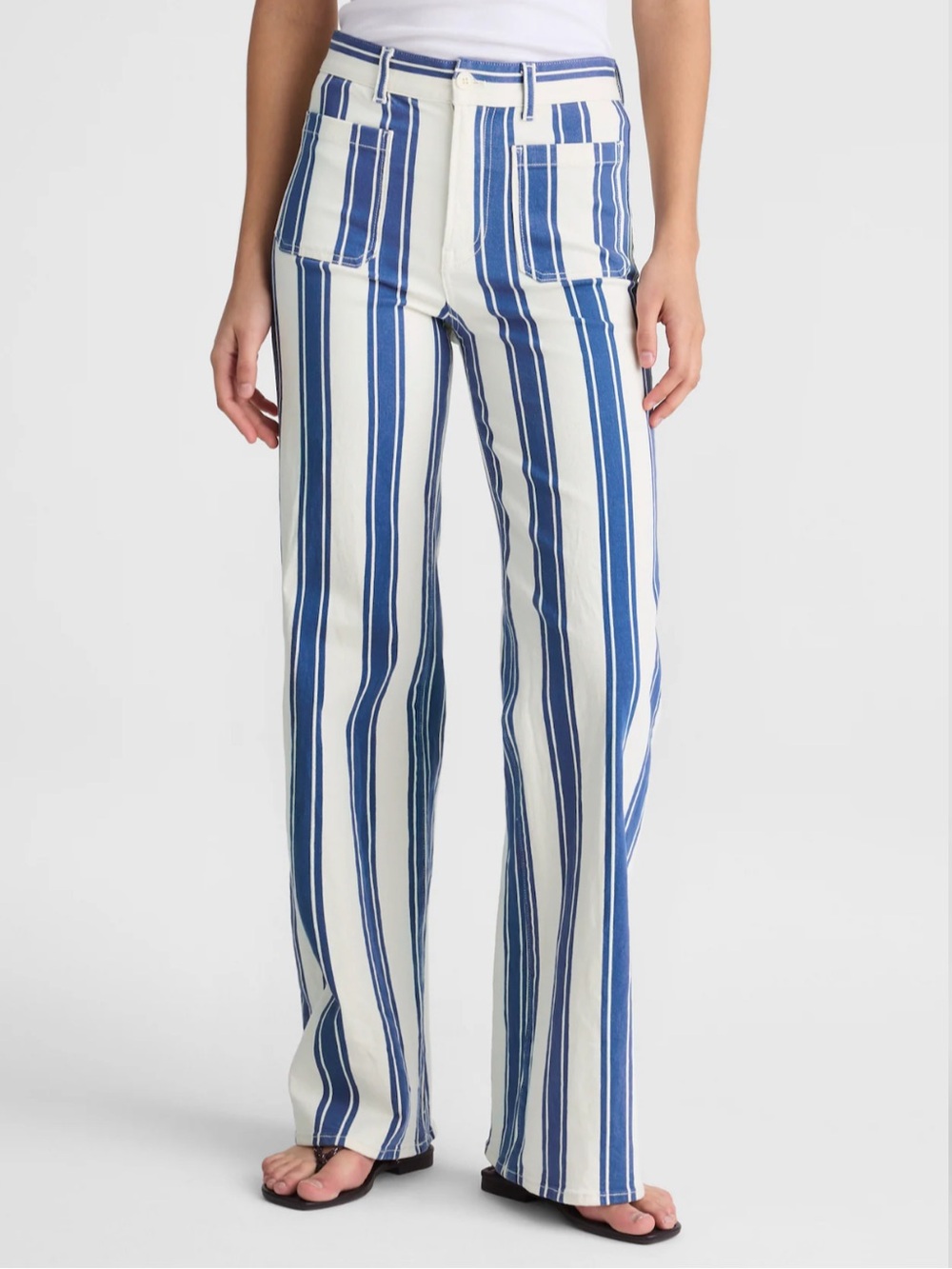 NWT Madewell The Emmy Striped  Wide-Leg Pant 33